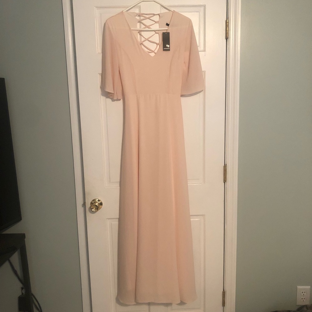 NWT ASOS TFNC London: Nude Flutter Sleeve Dress